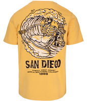 T-shirt PIT BULL SKULL SURF pale yellow