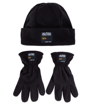 Zestaw czapka zimowa + rękawiczki ALPHA INDUSTRIES LABEL czarny 118952 03