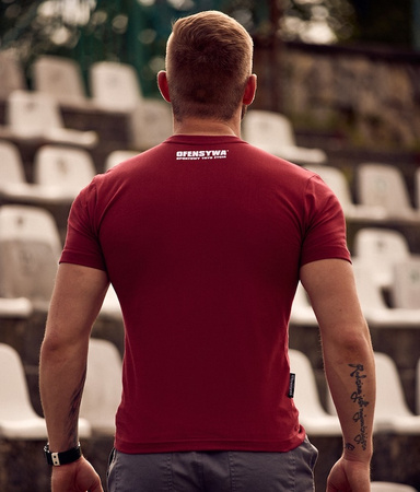 T-shirt OFENSYWA SPORTOWY TRYB ŻYCIA bordowo-biały