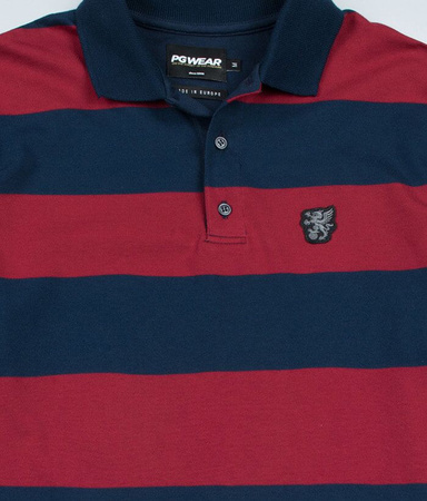 Polo PGWEAR STRIPES granatowo-bordowe