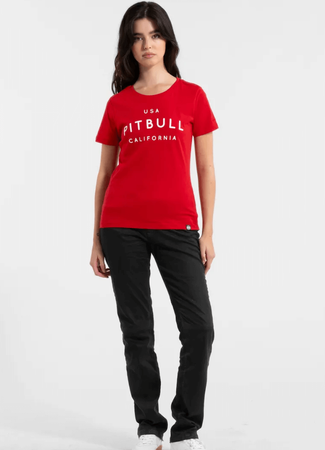T-shirt damski PIT BULL USA CAL WMN czerwony