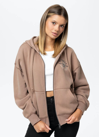 Damska bluza PIT BULL Washed LOVIA SKULL SURF WMN chocolate mousse rozpinana