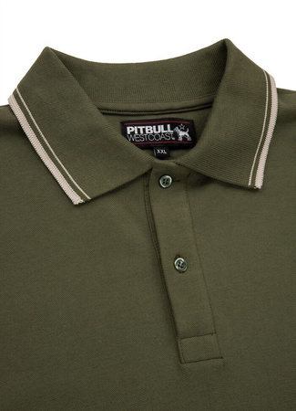 POLO PIT BULL slim fit STRIPES oliwkowe