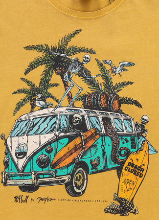T-shirt PIT BULL Denim Washed OPEN BEACH żółty (washed yellow)