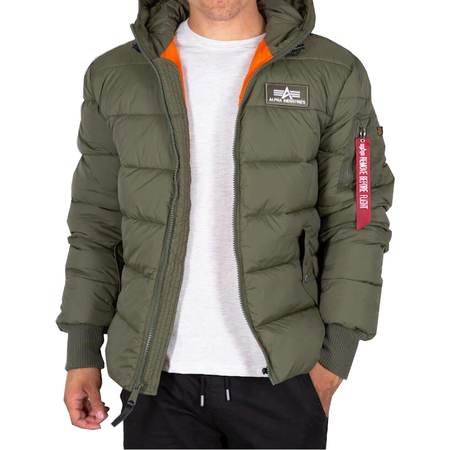 Kurtka ALPHA INDUSTRIES HOODED PUFFER FD oliwkowa (dark green) 118113 257