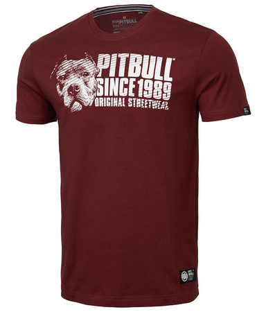 T-shirt PIT BULL BLOOD DOG bordowy