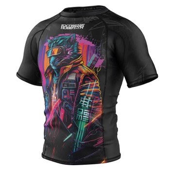 Short sleeve rashguard EXTREME HOBBY CYBER ANIMALS TIGER czarny