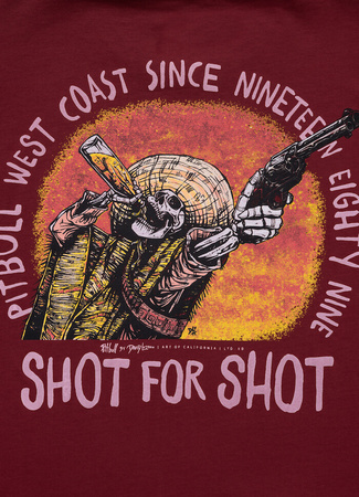 T-shirt PIT BULL SHOT FOR SHOT bordowa