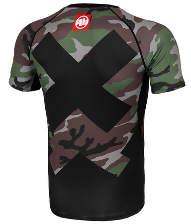 Rashguard PIT BULL CROSS CAMO woodland camo krótki rękaw