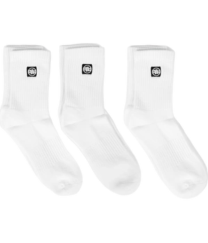 Długie skarpetki PIT BULL HIGH ANKLE  LOGO białe cienkie - 3 pary