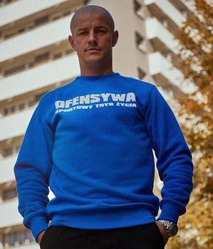 Bluza OFENSYWA SPORTOWY TRYB ŻYCIA niebiesko/biała prosta