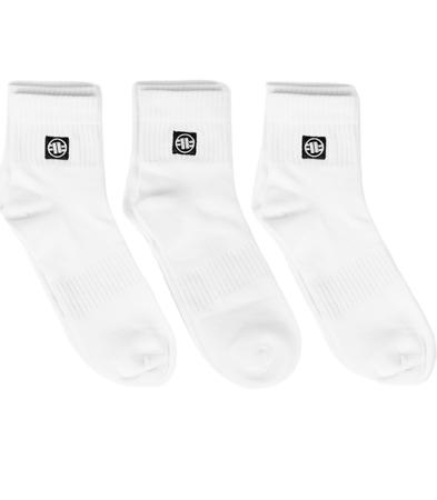 Krótkie skarpetki PIT BULL LOW ANKLE Logo białe cienkie - 3 pary