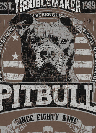 T-shirt PIT BULL TROUBLEMAKER dark brown