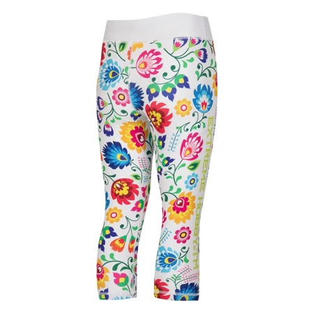 Legginsy sportowe damskie EXTREME HOBBY FOLK 2 3/4 biały