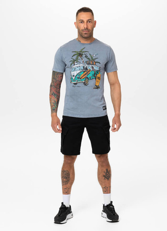 T-shirt PIT BULL Denim Washed OPEN BEACH błękitny (washed blue)