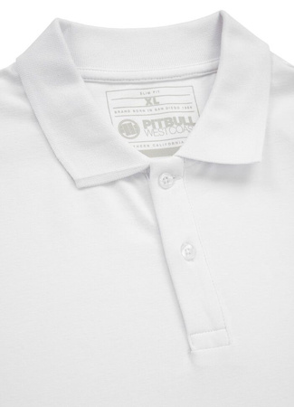 POLO PIT BULL Jersey slim fit SMALL LOGO białe