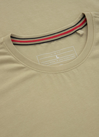 T-shirt PIT BULL SLIM FIT NO LOGO spandex beżowy (pale sand)