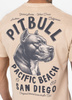 T-shirt PIT BULL Denim Washed RAW EDGE PACIFIC ultra light sand