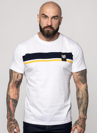 T-shirt PGWEAR CLUB biało-granatowo-żółty