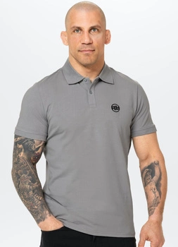 POLO PIT BULL Jersey slim fit SMALL LOGO szare (grey)