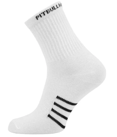 Długie skarpetki PIT BULL HIGH ANKLE THIN białe cienkie - 3 pary