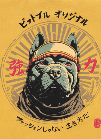 T-shirt PIT BULL Denim Washed MT.FUJI washed yellow