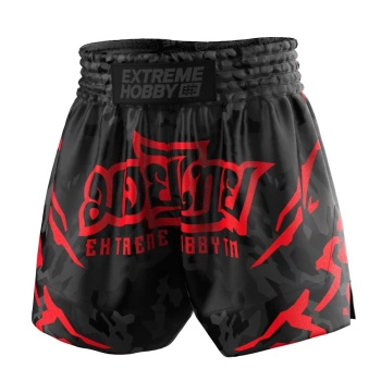 Spodenki EXTREME HOBBY muay thai BLACK PANTHER.czerwone