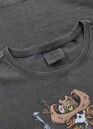 T-shirt damski PIT BULL Middle Washed DOUBLETROUBLE WMN grafitowy 