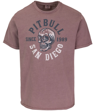 T-shirt PIT BULL T-shirt PIT BULL Denim Washed RAW EDGE SKULL LOGO dusty burgundy
