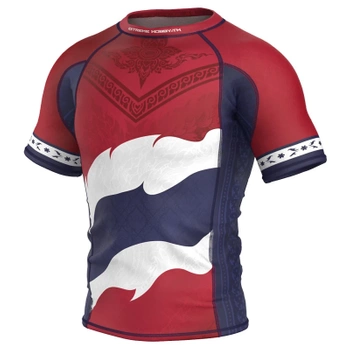 Short Sleeve rashguard EXTREME HOBBY PODRÓŻE WOJOWNIKA THAI bordowy