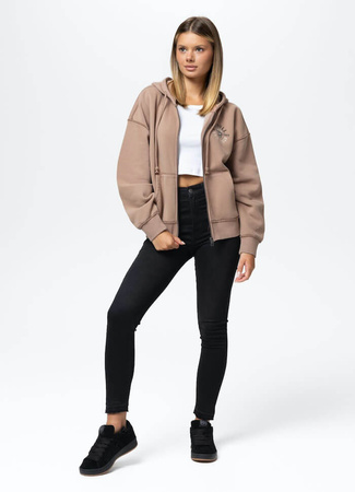 Damska bluza PIT BULL Washed LOVIA SKULL SURF WMN chocolate mousse rozpinana