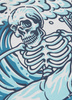 T-shirt PIT BULL SKULL SURF white blue