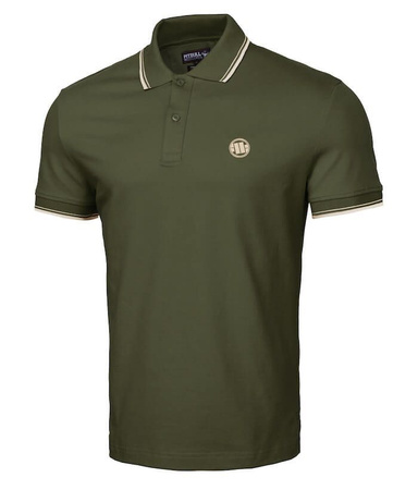 POLO PIT BULL slim fit STRIPES oliwkowe