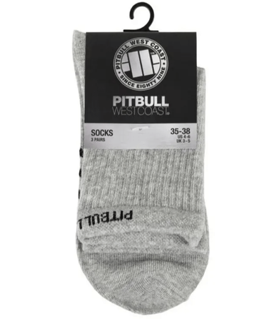 Długie skarpetki PIT BULL HIGH ANKLE THIN szare cienkie - 3 pary