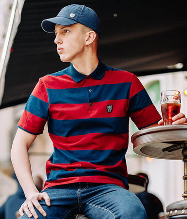 Polo PGWEAR STRIPES granatowo-bordowe