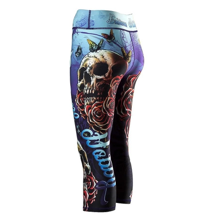 Legginsy sportowe damskie EXTREME HOBBY SKULL 2 3/4 niebieskie