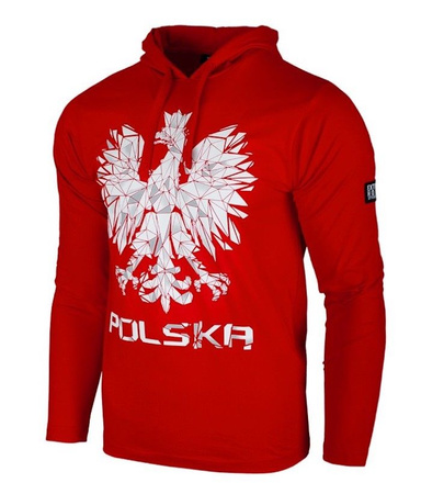 Longsleeve z kapturem EXTREME HOBBY POLSKA GODŁO czerwony