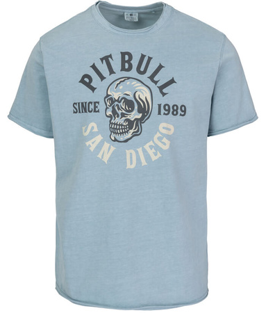 T-shirt PIT BULL T-shirt PIT BULL Denim Washed RAW EDGE SKULL LOGO blue