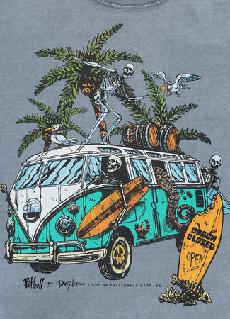 T-shirt PIT BULL Denim Washed OPEN BEACH błękitny (washed blue)