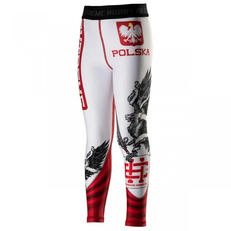 Legginsy kids EXTREME HOBBY POLISH EAGLE białe