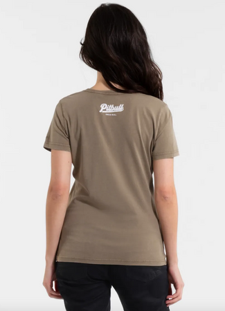T-shirt damski PIT BULL Denim Washed ANGEL LOGO brązowy (coyote brown)