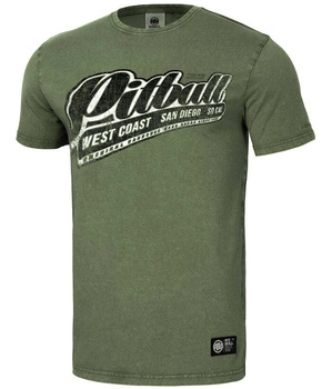 T-shirt PIT BULL Denim Washed BRAND oliwkowy
