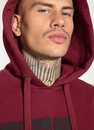 Bluza PIT BULL CLASSIC LOGO bordowa kaptur