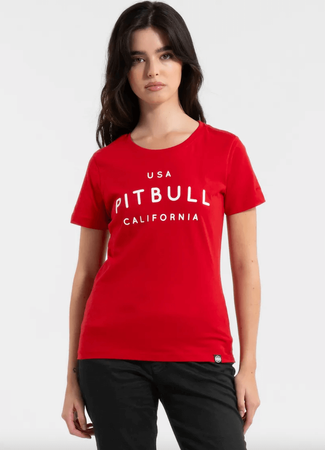 T-shirt damski PIT BULL USA CAL WMN czerwony