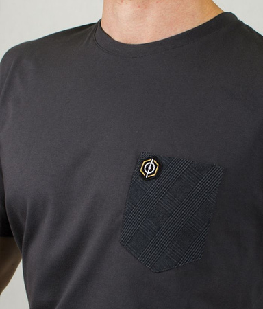 T-shirt ENCLAVA CHECK POCKET grafitowy