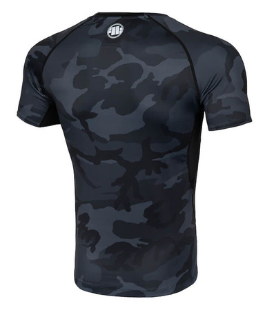 Rashguard PIT BULL ALL BLACK CAMO SMALL LOGO krótki rękaw