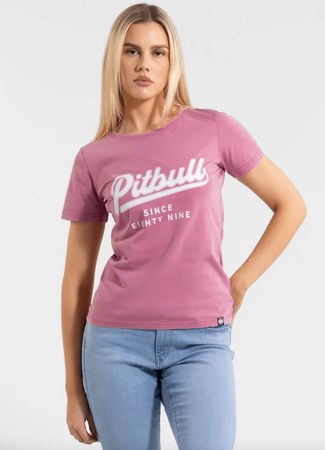 T-shirt damski PIT BULL Denim Washed ANGEL LOGO różowy