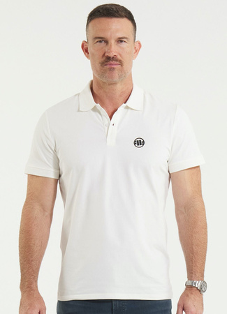 POLO PIT BULL Jersey slim fit SMALL LOGO białe
