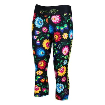 Legginsy sportowe damskie  EXTREME HOBBY FOLK 2 3/4 czarny