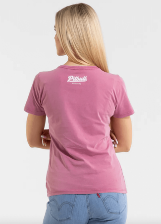 T-shirt damski PIT BULL Denim Washed ANGEL LOGO różowy